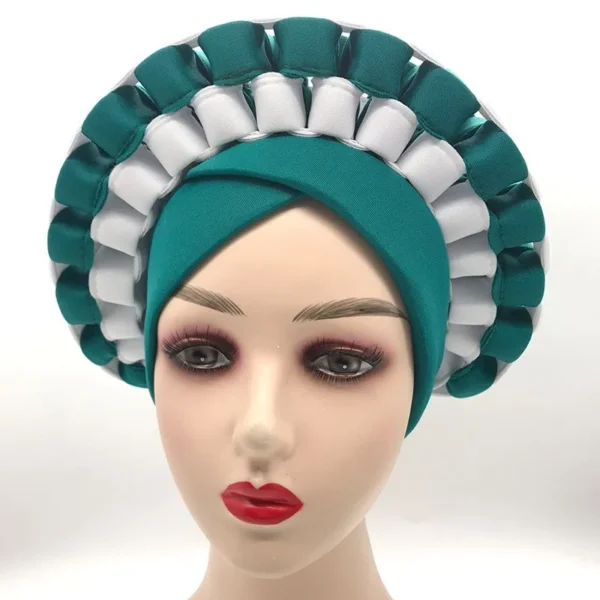 African Turban Caps for Women Headtie Ready to Wear Auto Gele Female Head Wraps Muslim Caps Nigerian Wedding Gele