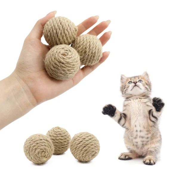 1 Pc Pet Cat Hemp Rope Ball | Rolling Interactive Hand-woven Cat Scratching Toy | Cat Toy ball | - Image 2