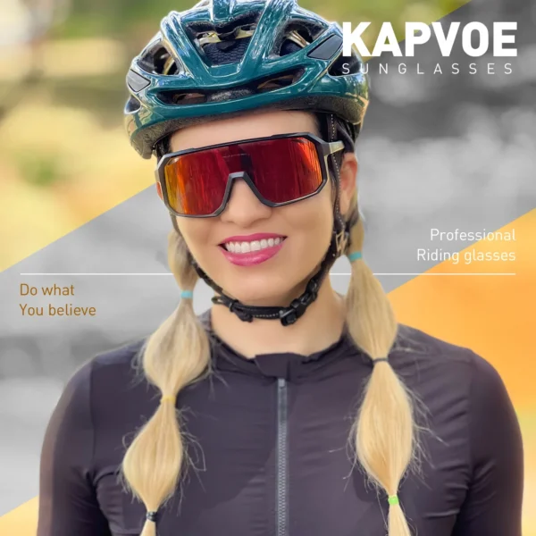 KAPVOE Cycling Glasses – Unisex Sports Outdoor Sunglasses (1 Lens/3Lens Configuration) - Image 3